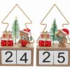 Datario natalizio LED con orsetto, pacchi regalo e albero su base in legno, dimensioni 8,5x4,5x15 cm.