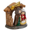 Statua in resina della Sacra Famiglia sotto una capanna, decorazione natalizia 6,5×6,5 cm.