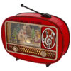 Radio natalizia in legno con LED, decorata con scena invernale, dimensioni 22x6xh.19 cm.