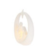 Statua Sacra Famiglia in porcellana bianca con LED, dimensioni 12×4,5×h14,5 cm.