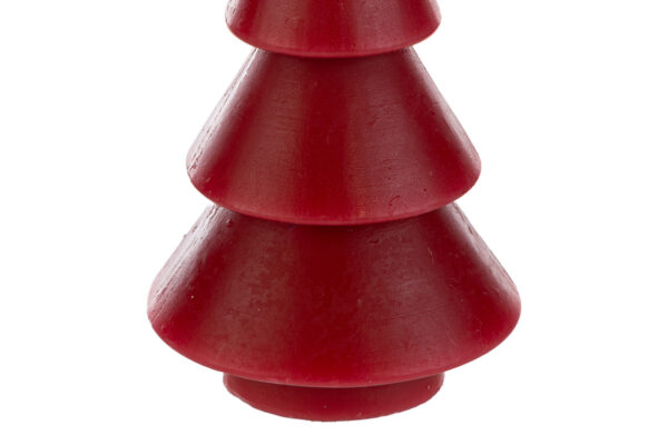 Candela decorativa a forma di alberello natalizio rosso, altezza 14,5 cm.