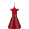 Candela a forma di alberello natalizio rosso con stella, altezza 14,5 cm.