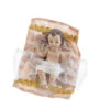 Bambino Gesù in resina vestita, sdraiato su panno decorato oro, parte del set Natività 23 cm.