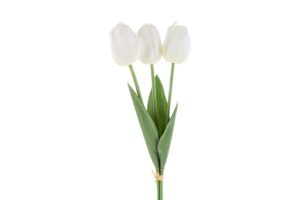 SET 3 TULIPANI PLASTICA REAL TOUCH 50CM COL.BIANCO