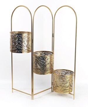 SET 3 VASI PORTAPIANTE METALLO ORO 54X20X74,5CM