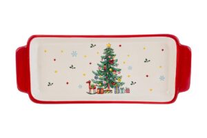 VASSOIO CERAMICA DEC.ALBERO NATALIZIO 38,5x15xh.2,5CM