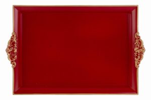 VASSOIO NATALIZIO MELAMINA ROSSO/ORO 40x26xh.3,5CM