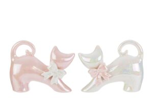 GATTINO IN PORCELLANA 2 ASS.13x5xh.10CM C/SHOPPER 156570