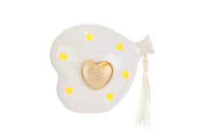 CUORE BALLOON PORCELLANA LED ORO11x8x11CM C/SHOPPER 13693