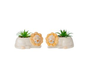 VASETTO LEONE PIANTINA ARTIFICIALE 2ASS.13x7,5xh.8,5CM C/SHOPPER 156570