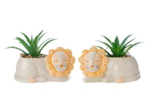 VASETTO LEONE PIANTINA ARTIFICIALE 2ASS.16x10xh.13CM C/SHOPPER 156574