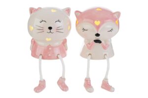 ANIMALI PORCELLANA LED 2 ASS.9x8,5xh.10CM ROSA C/SHOPPER 13694