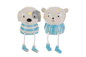 ANIMALI PORCELLANA LED 2 ASS.9x8,5xh.10CM CELESTE C/SHOPPER 13694