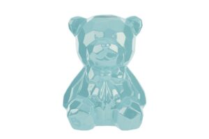 SALVADANAIO ORSETTO PORCELLANA 14x13xh.18CM CELESTE C/SHOPPER 13699