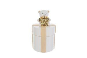 SCATOLA ORSETTO PORCELLANA 9x9xh.15CM BIANCO C/SHOPPER 13694