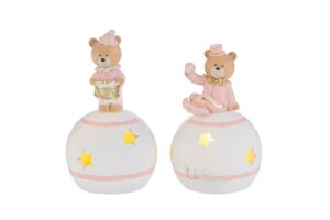 ORSETTO SU SFERA LED RESINA ROSA2 ASS. 6x6xh.10CM