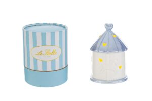 GIOSTRINA LED PORCELLANA CELESTE8x8xh.12CM C/ASTUCCIO