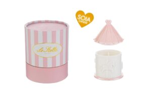 CANDELA SOIA GIOSTRINA PORCELLANA ROSA 8x8xh.12CM C/ASTUCCIO