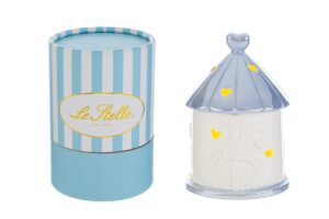 GIOSTRINA LED PORCELLANA CELESTE10x10xh.14CM C/ASTUCCIO