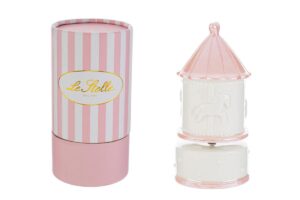 CARILLON GIOSTRINA PORCELLANA ROSA 8x8xh.16,5CM C/ASTUCCIO