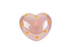 CUORE LED PORCELLANA ROSA 8x8xh.5CM C/SHOPPER 13692