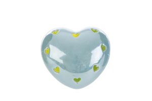 CUORE LED PORCELLANA CELESTE 8x8xh.5CM C/SHOPPER 13692