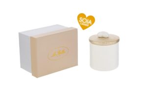 SCATOLA CANDELA SOIA PORCELLANA BIANCA 6,5x6,5xh.7CM C/ASTUCCIO