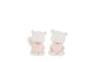 ORSETTO CUORE PORCELLANA ROSA 2 ASS.5,5x5,5xh.8CM