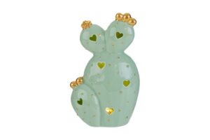 CACTUS LED PORCELLANA 9,5x5,5xh.15CM C/SHOPPER 13892