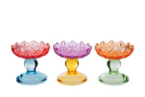 ALZATINA VETRO COLORATO 3 ASS.9,5xh.9CM C/COLOR/BOX