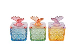 SCATOLA VETRO COLORATO FARFALLA 3ASS.8xh.11CM C/COLOR/BOX