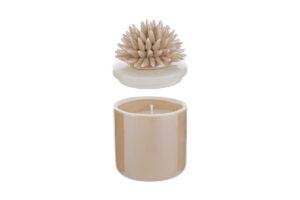 CANDELA SCATOLA CORALLO PORCELLANA BEIGE 7,5x7,5xh.11,5CM C/ASTUCCIO