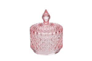 SCATOLA VETRO DOROTHY COL.ROSA diam.8,5xh.11CM