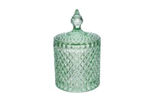 SCATOLA VETRO DOROTHY COL.VERDE diam.10,5xh.17,5CM