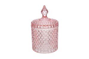 SCATOLA VETRO DOROTHY COL.ROSA diam.10,5xh.17,5CM