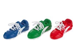 SALVADANAIO SCARPETTE CALCIO RESINA 3 COL.ASS.17x7xh.8CM