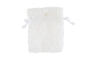 SACCHETTO ORGANZA ROSELLINE 10x12CM BIANCO