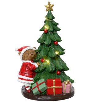 ALBERO NATALE LED C/ORSETTO RESINA 17,5x14,5xh.27,5CM