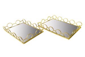 SET 2 PZ VASSOI METALLO ORO 34/38x24/28xh.7CM