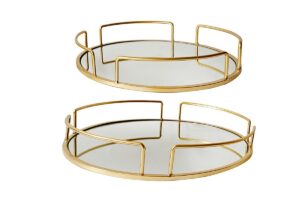 SET 2 PZ VASSOI METALLO ORO 33/38xh.6CM