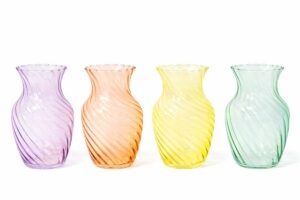 VASO VETRO 4 COL.ASS.12,5x12,5xh.20CM