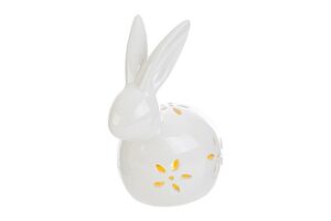 CONIGLIETTO CERAMICA LED PASQUA BIANCO 14,5x10xh.17CM