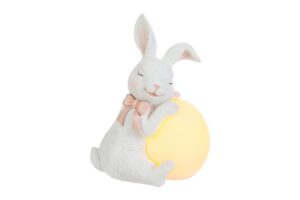 CONIGLIO PASQUA RESINA C/UOVO LED 11,5x9,5xh.15CM