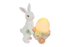 CONIGLIO PASQUA RESINA C/UOVO LED 16,5x10xh.19,5CM