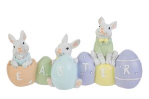 SCRITTA RESINA EASTER CONIGLI 24,5x8,5xh.12CM