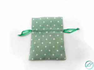 SACCHETTO COTONE POIS VERDE ACQUA 7XH.10CM *OUTLET*