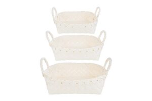 SET 3 CESTI IN PAPER RATTAN COLORE BIANCO 35x9,5xh.16