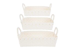 SET 3 CESTI IN PAPER RATTAN COLORE BIANCO 38x27xh.9,5xh.16cm