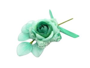 FIORE ROSA P/CONFETTI COL. VERDEACQUA 21 CM (CF 12)