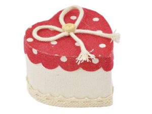 SCATOLINA CUORE JUTA POIS ROSSO 6, 5x3xh.8 CM *OUTLET*